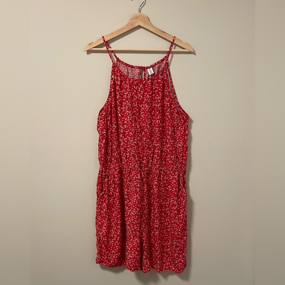 Red Floral Romper *Tall*